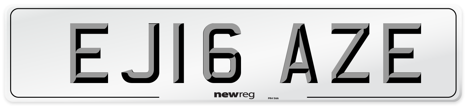 EJ16 AZE Number Plate from New Reg